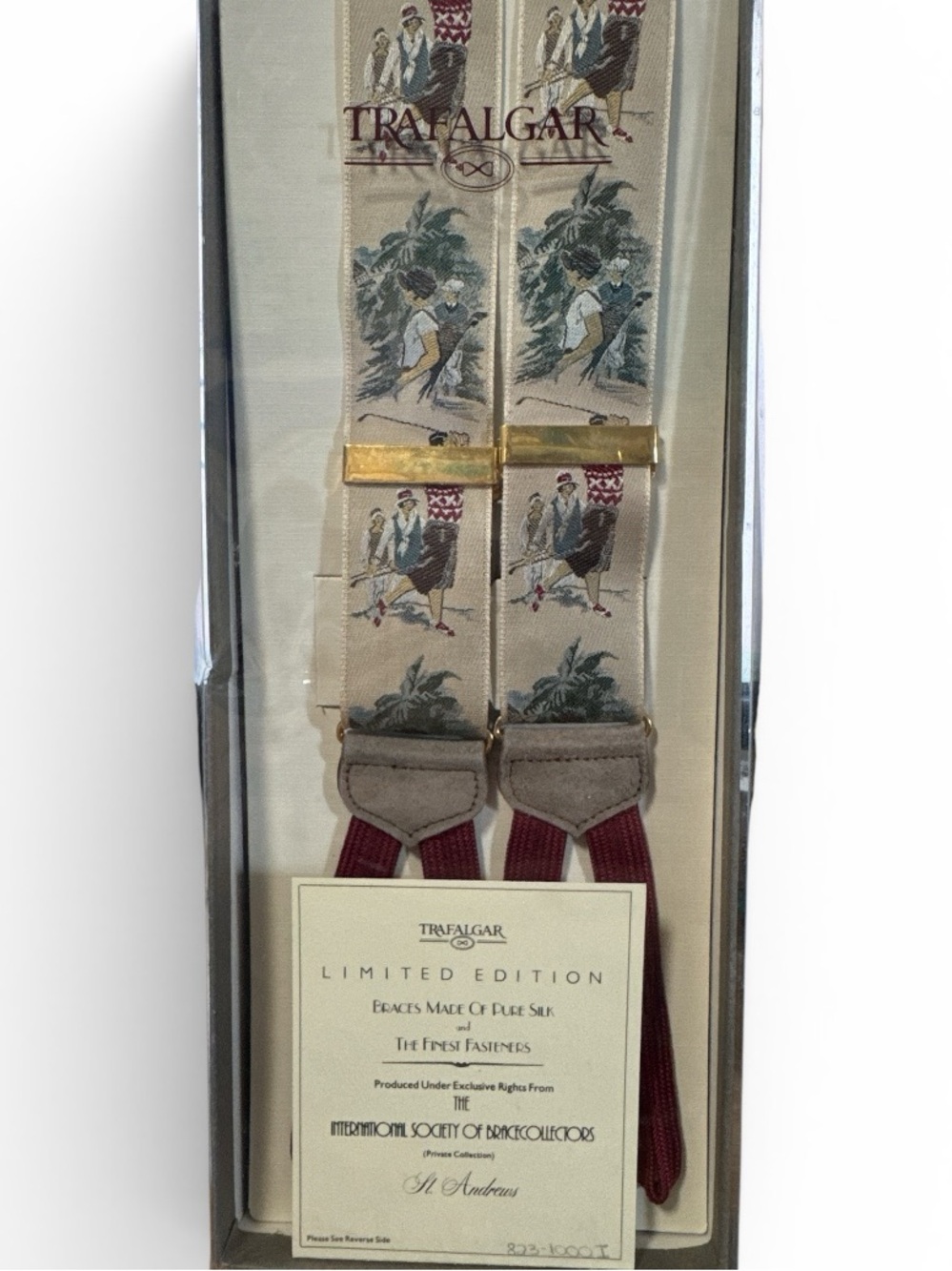 Trafalgar Limited Edition Dress Suspenders in Cream & Burgundy